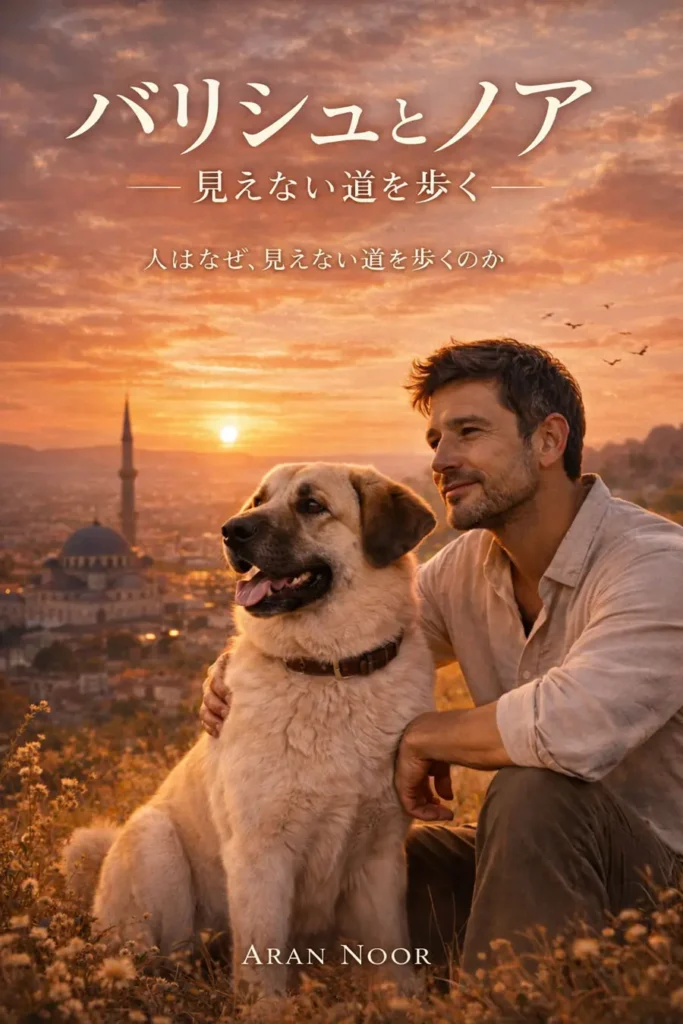 バリシュとノア トルコの夕焼けの中で旅をする男性と犬の物語の表紙画像