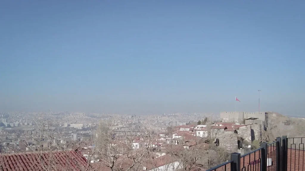 Quiet view of Ankara Castle under a pale afternoon sky