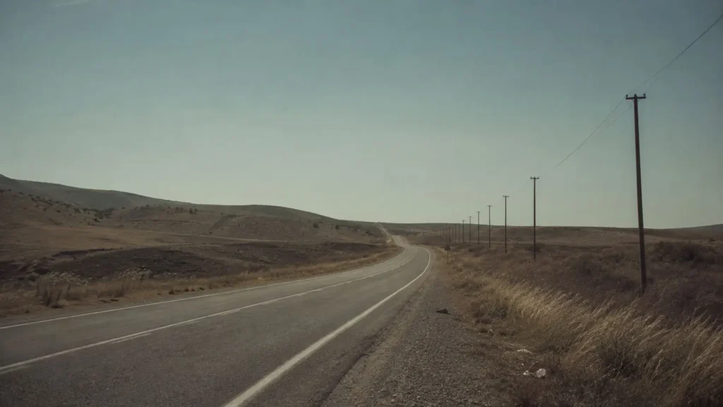 Empty road between Ankara and Nevşehir under dry morning light