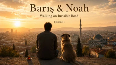 Barış and Noah overlooking Ankara at sunrise in Episode 1