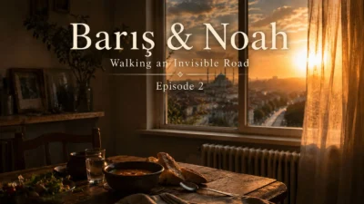 Warm evening light inside an Ankara apartment in Barış & Noah Episode 2