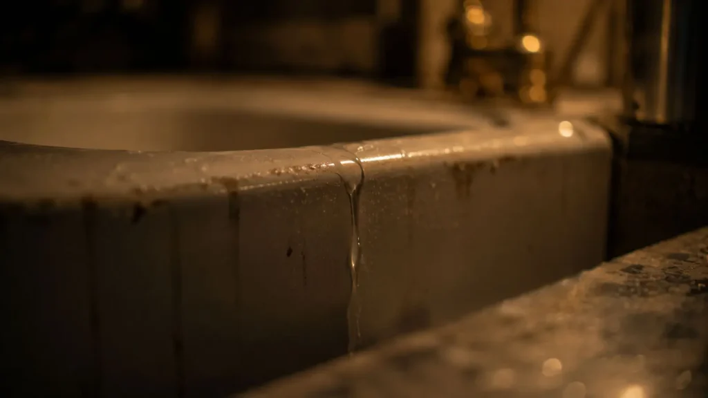 Water flowing down a kitchen sink in a quiet Ankara apartment