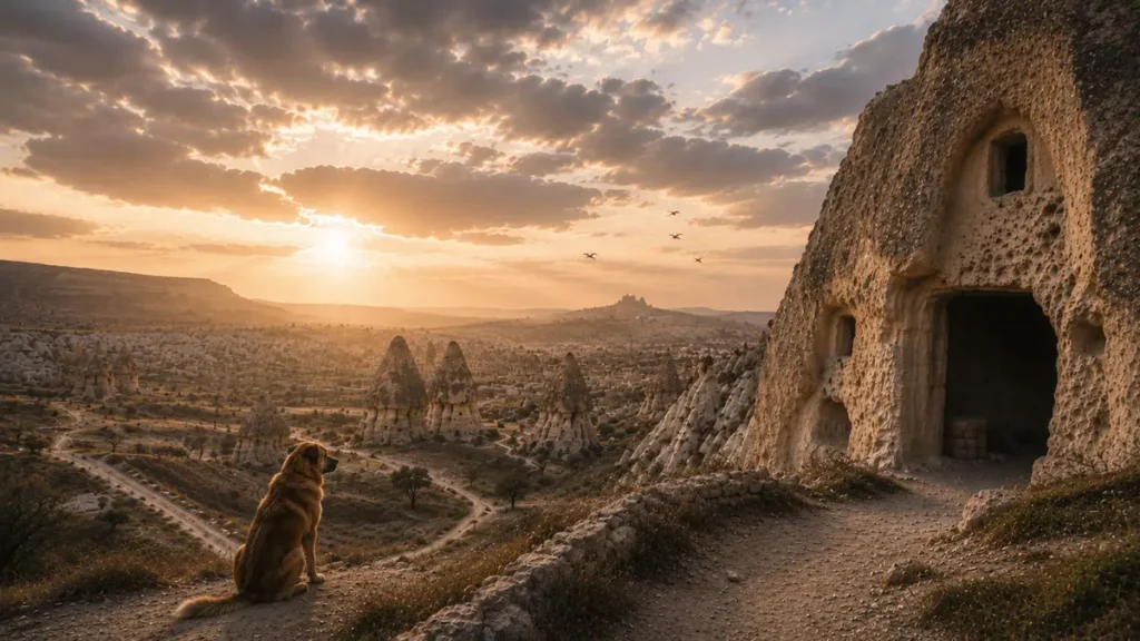 Noah watching the Cappadocia valleys at sunset