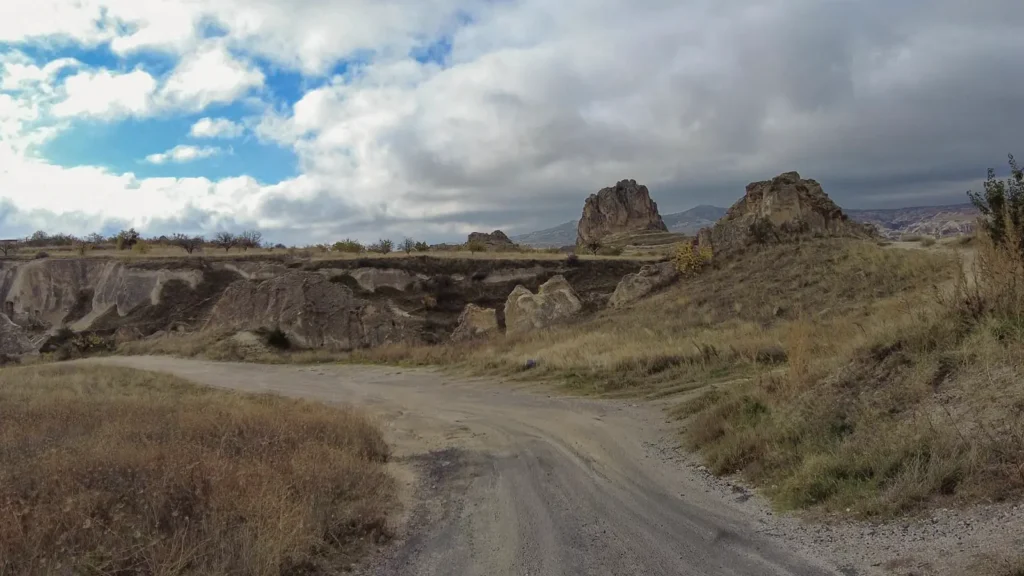 Quiet road leading into a valley in Cappadocia