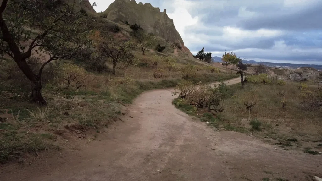 A winding path through a quiet valley in Cappadocia