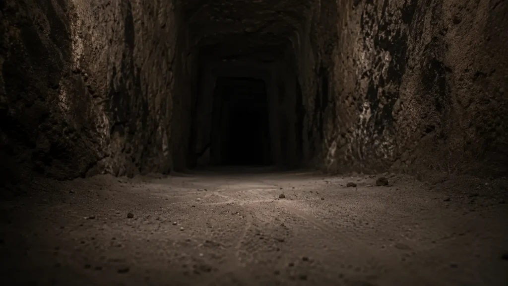 An empty tunnel deep inside Derinkuyu Underground City in Cappadocia, where silence and darkness conceal an unseen mystery.