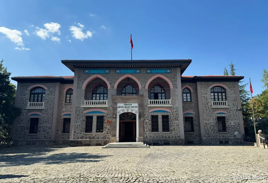 Daytime front view of Ankara Republic Museum, the former Second Turkish Grand National Assembly building in Ulus, Ankara.